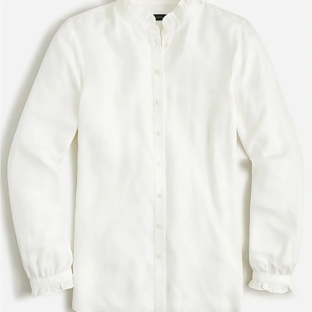 NWT size M Drapey ruffle-trim shirt, Ivory NWT - Picture 3 of 3